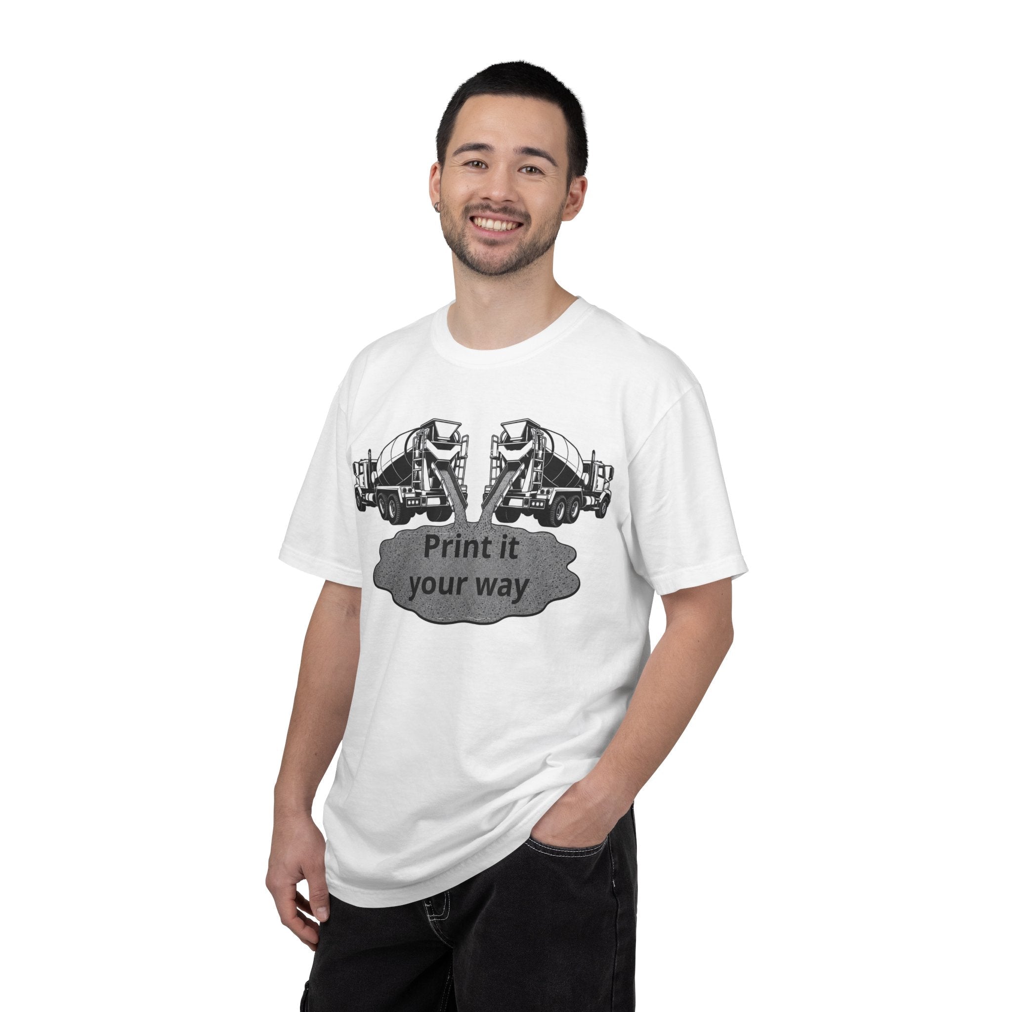Cement Mixer Graphic T-Shirt — Retro Construction Concrete Pour Design